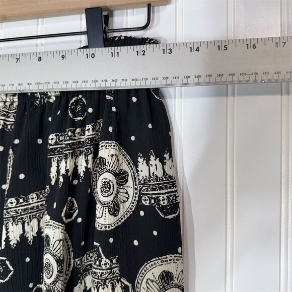 Alfred Dunner Black White Boho Wide Leg Capri Pants Size 8 Grunge Coastal y2k - Picture 4 of 5
